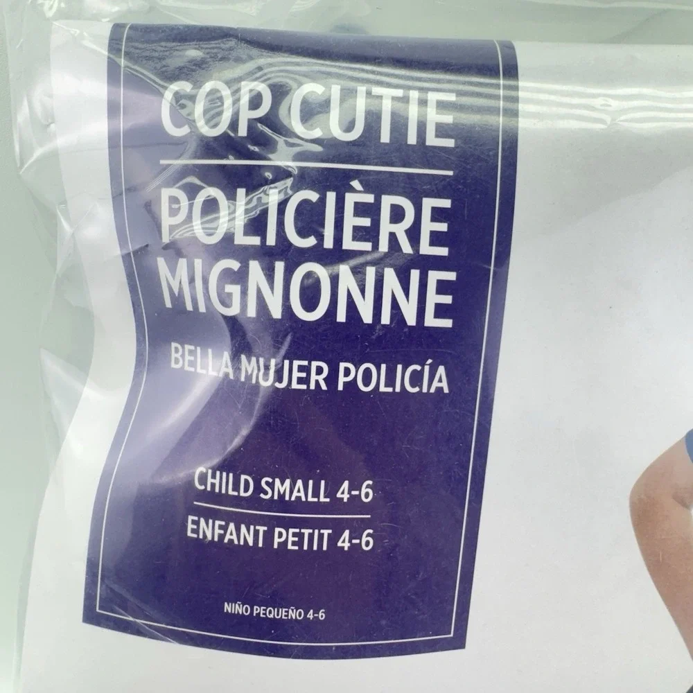 Cop Cutie Costume Child Small 4-6 Dress Hat Belt Handcuffs Gloves Halloween NEW